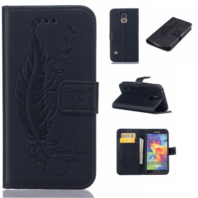 

Black Plumes and birds Embossed PU Leather Wallet Case Classic Flip Cover with Stand Function and Credit Card Slot for SAMSUNG Gal