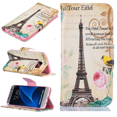 

Paris Tower Design PU Leather Flip Cover Wallet Card Holder Case for SAMSUNG GALAXY S7 Edge