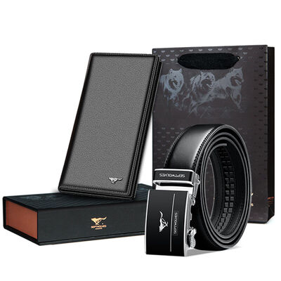 

Seven wolves SEPTWOLVES belt gift box long wallet mens belt fashion simple suit L9421
