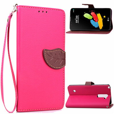 

Pink Design PU Leather Flip Cover Wallet Card Holder Case for LG Stylus 2