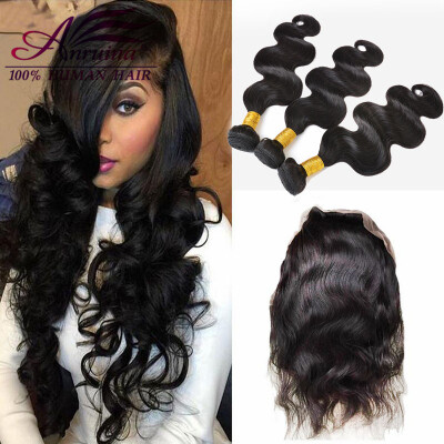 

360 lace frontal with bundle brazilian virgin hair body wave with closure lace frontal closure with bundles 4 bundle