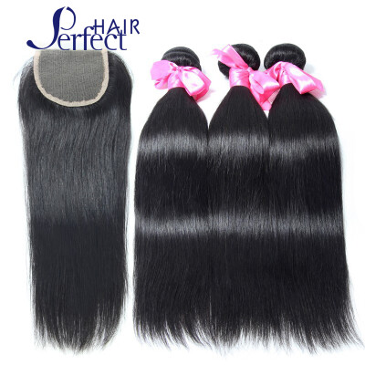 

Brazilian Straight Hair with Closure Brazilian Virgin Hair 3 Bundles with Closure Straight 8A Human Hair Weave With Closure