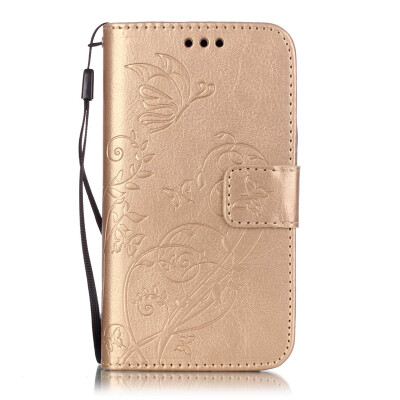 

Gold Flower Design PU Leather Flip Cover Wallet Card Holder Case for SAMSUNG J1 ACE