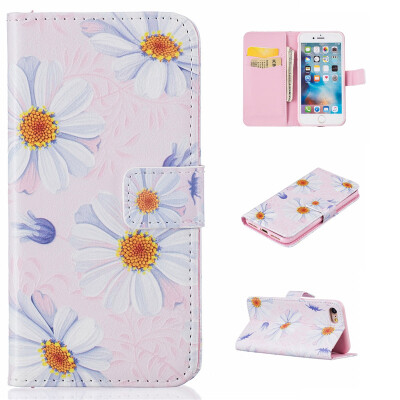 

Pink Flower Design PU Leather Flip Cover Wallet Card Holder Case for IPHONE 7