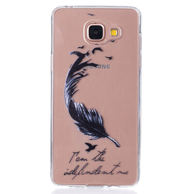 

Black feathers Pattern Soft Thin TPU Rubber Silicone Gel Case Cover for SAMSUNG GALAXY A3 2016/A310