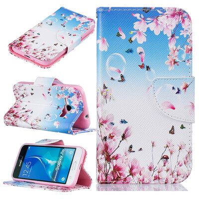 

Orchid butterfly Design PU Leather Flip Cover Wallet Card Holder Case for SAMSUNG Galaxy J1 2016J120F