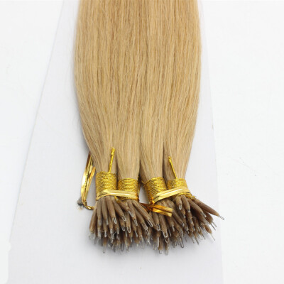 

100 beads 16"~30" Undetectable 100% Brazilian Virgin Human Hair #27 Honey Blonde Micro Nano Ring Hair Extensions