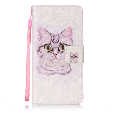

Короткие волосы Cat Дизайн PU кожа флип Обложка Кошелек Карты Держатель чехол для Huawei P8 Lite
