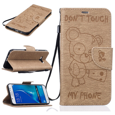 

Gold Bear Style Embossing Classic Flip Cover with Stand Function and Credit Card Slot for SAMSUNG Galaxy J7 2016/J710