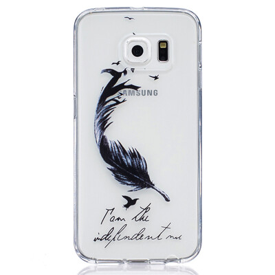 

Черные перья Pattern Мягкий Тонкий TPU Резиновый Силиконовый гель Чехол для SAMSUNG GALAXY S6 Edge