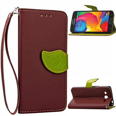 

Brown Design PU Leather Flip Cover Wallet Card Holder Case for Samsung Galaxy G386