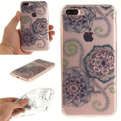 

Blue&green dream flower Pattern Soft Thin TPU Rubber Silicone Gel Case Cover for IPHONE 7 Plus