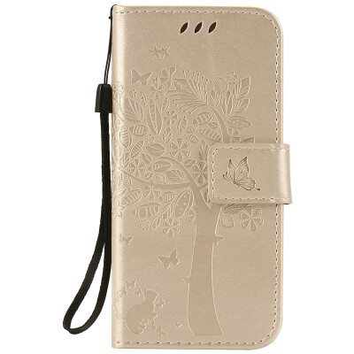 

Gold Tree Design PU Leather Flip Cover Wallet Card Holder Case for IPHONE 7