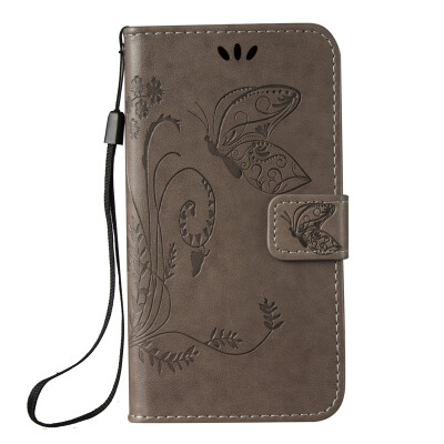 

Gray Embossed PU Leather Wallet Case Classic Flip Cover with Stand Function and Credit Card Slot for Wiko Pulp Fab 4G