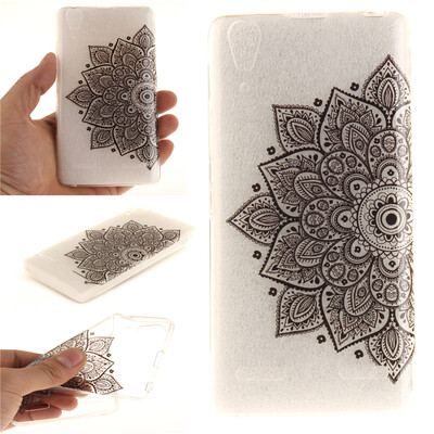 

Black half flower Pattern Soft Thin TPU Rubber Silicone Gel Case Cover for Lenovo K3A6000