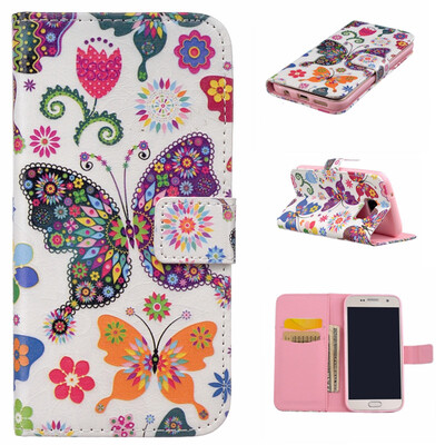 

Colorful Butterfly Design PU Leather Flip Cover Wallet Card Holder Case for SAMSUNG GALAXY S7