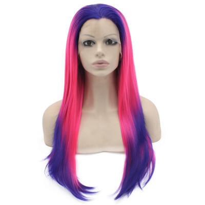 

Long Straight Ombre Violet Purple Hot Pink Lace Front Cosplay Wig