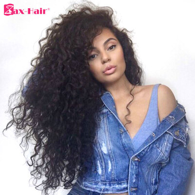 

Long Glueless Lace Front Wig Deep Wave 180 Density Virgin Lace Front Human Hair Wigs With Baby Hair For Black Women Zax H