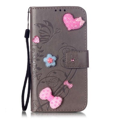 

Gray Flower Design PU Leather Flip Cover Wallet Card Holder Case for SAMSUNG J1