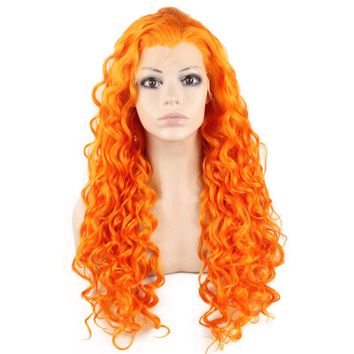 

Iwona Synthetic Hair Lace Front Long Curly Orange Wig