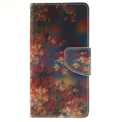 

Colorful flowers Design PU Leather Flip Cover Wallet Card Holder Case for Sony Xperia M5