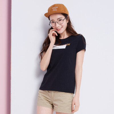 

Semir T-shirt short-sleeved T-shirt female Slim Korean summer ladies collar collar 12216000355 black