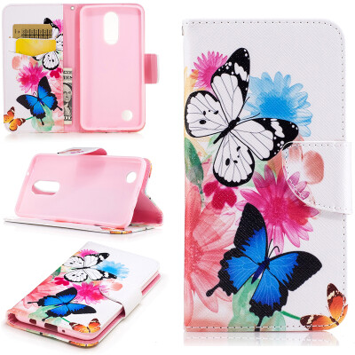 

Two Butterflies Design PU Leather Flip Cover Wallet Card Holder Case for LG K8 2017