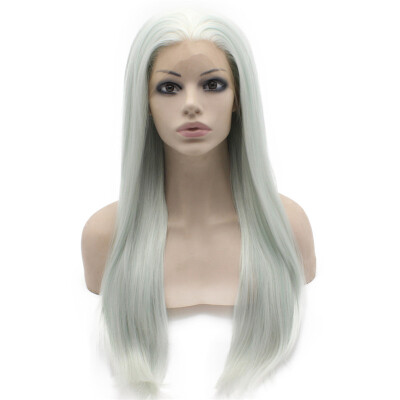 

Long Straight Light Blue Heat Friendly Fiber Hair Lace Front Wig