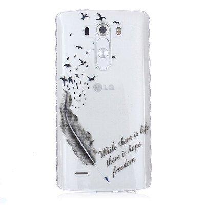 

Feathers and birds Pattern Soft Thin TPU Rubber Silicone Gel Case Cover for LG G3