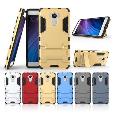 

Gold Slim Robot Armor Kickstand Shockproof Hard Rugged Rubber Back Case For XIAOMI RedMi 4 Prime