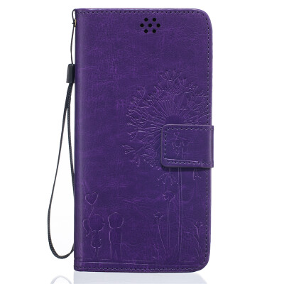 

Purple Lovers and Dandelion Style Embossing Classic Flip Cover with Stand Function and Credit Card Slot for IPHONE 7 Plus