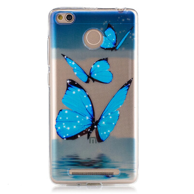 

Blue butterfly Dress girl Pattern Soft Thin TPU Rubber Silicone Gel Case Cover for XiaoMi Red Mi 3S