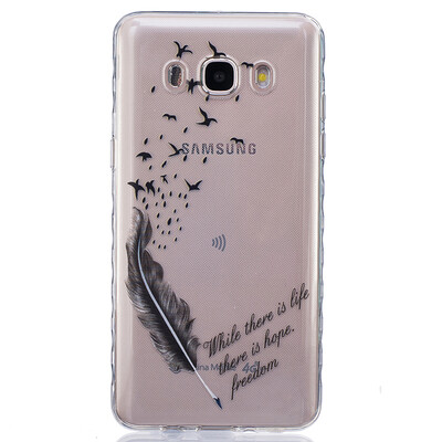 

Feathers&birds Pattern Soft Thin TPU Rubber Silicone Gel Case Cover for SAMSUNG Galaxy J5 2016J510