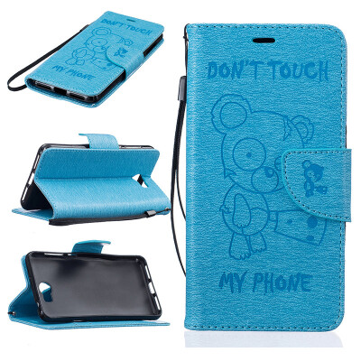 

Light blue Bear Style Embossing Classic Flip Cover with Stand Function and Credit Card Slot for HUAWEI Y5 II