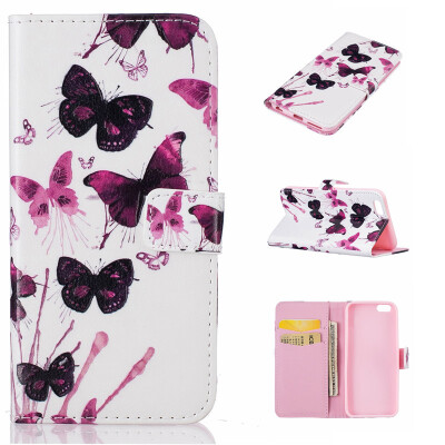 

painting butterfly Design PU Leather Flip Cover Wallet Card Holder Case for IPHONE 6 PLUS/6S PLUS