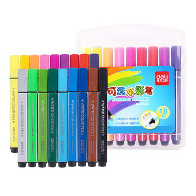 

Deli 70657 triangular thick rods large capacity washable watercolor pen paint pen 18 colors