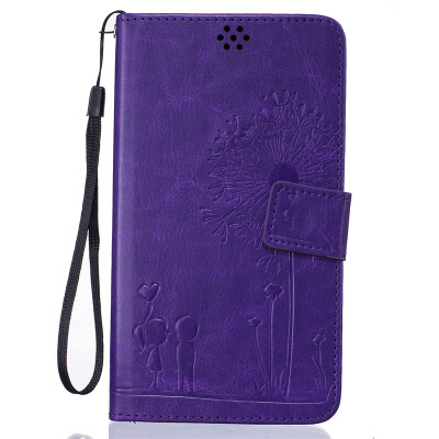 

Purple Lovers and Dandelion Style Embossing Classic Flip Cover with Stand Function and Credit Card Slot for LG Stylus LS770