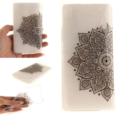 

Black half flower Pattern Soft Thin TPU Rubber Silicone Gel Case Cover for Lenovo K3 NoteA7000