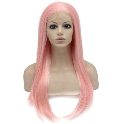 

Long Straight Pink Lace Front Fiber Hair Costume Party Wig