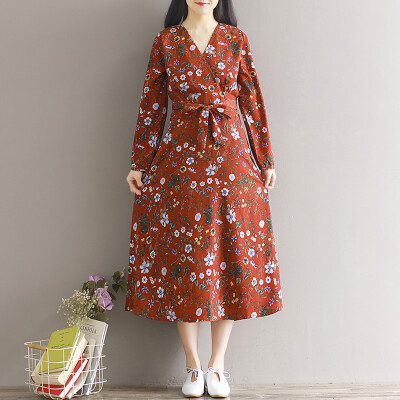 

CITYPLUS Long Sleeve Loose Chiffon Floral Dress CWQZ172454 Color