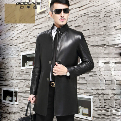 

Mens leather jacket long sleeve autumn witer clothing genuine sheepskin motocycle coat real leather the newest simple style