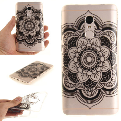 

Black sun flower Pattern Soft Thin TPU Rubber Silicone Gel Case Cover for XiaoMi RedMi Note 4