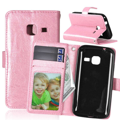 

Pink Style Classic Flip Cover with Stand Function and Credit Card Slot for SAMSUNG Galaxy J1 Mini/J105F