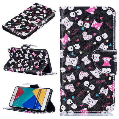 

Black cat Design PU Leather Flip Cover Wallet Card Holder Case for SAMSUNG GALAXY A5 2016/A510