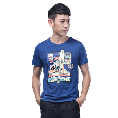 

(XTEP) Men's short-sleeved t-shirt casual short round neck breathable sports jacket 985229011136 gray blue S