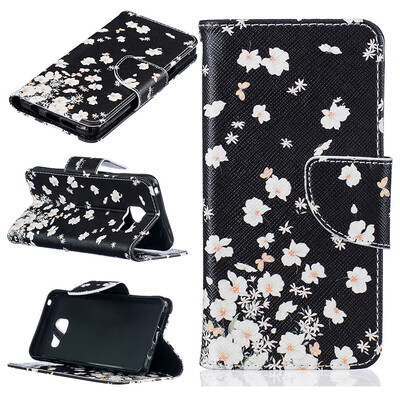 

Small white flowers Design PU Leather Flip Cover Wallet Card Holder Case for SAMSUNG GALAXY A3 2016A310