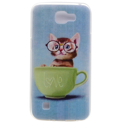 

Glasses cat Pattern Soft Thin TPU Rubber Silicone Gel Case Cover for LG K4