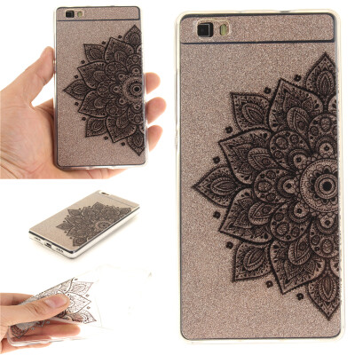 

Black half flower Pattern Soft Thin TPU Rubber Silicone Gel Case Cover for HUAWEI P8 LITE