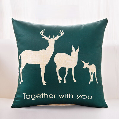 

Jiuzhou deer home textile cartoon linen style pillow sofa cushions office pillow bedside back car car waist cushions waist pillow core whale baby 45x45cm