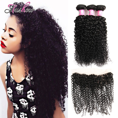 

Lace Frontal With Bundles 134 Ear To Ear Lace Frontal Closure With Bundles 8A Peruvian Kinky Curly Virgin Hair Bundles With Front